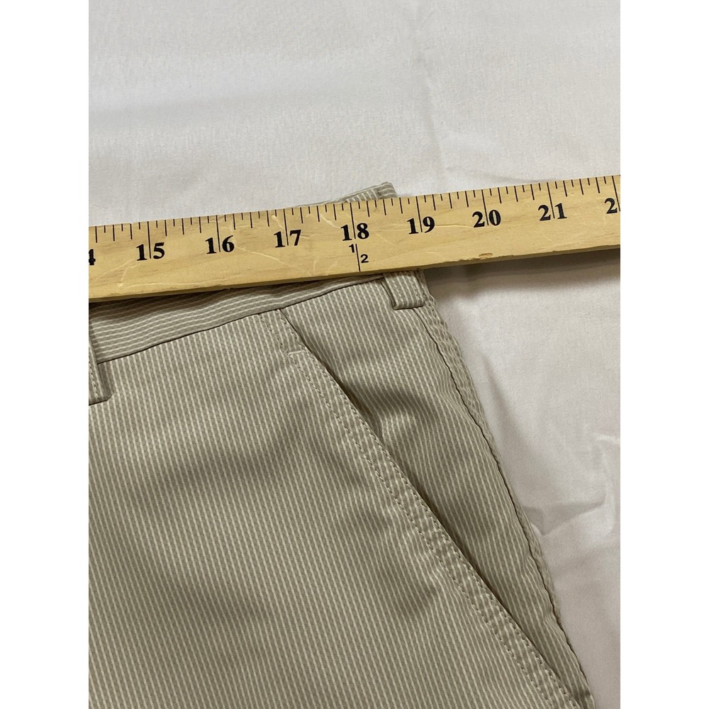 Nike Golf Mens 36x30 Tan White Micro Stripe Fit Dry Flat Front Pants Trousers - Picture 8 of 12
